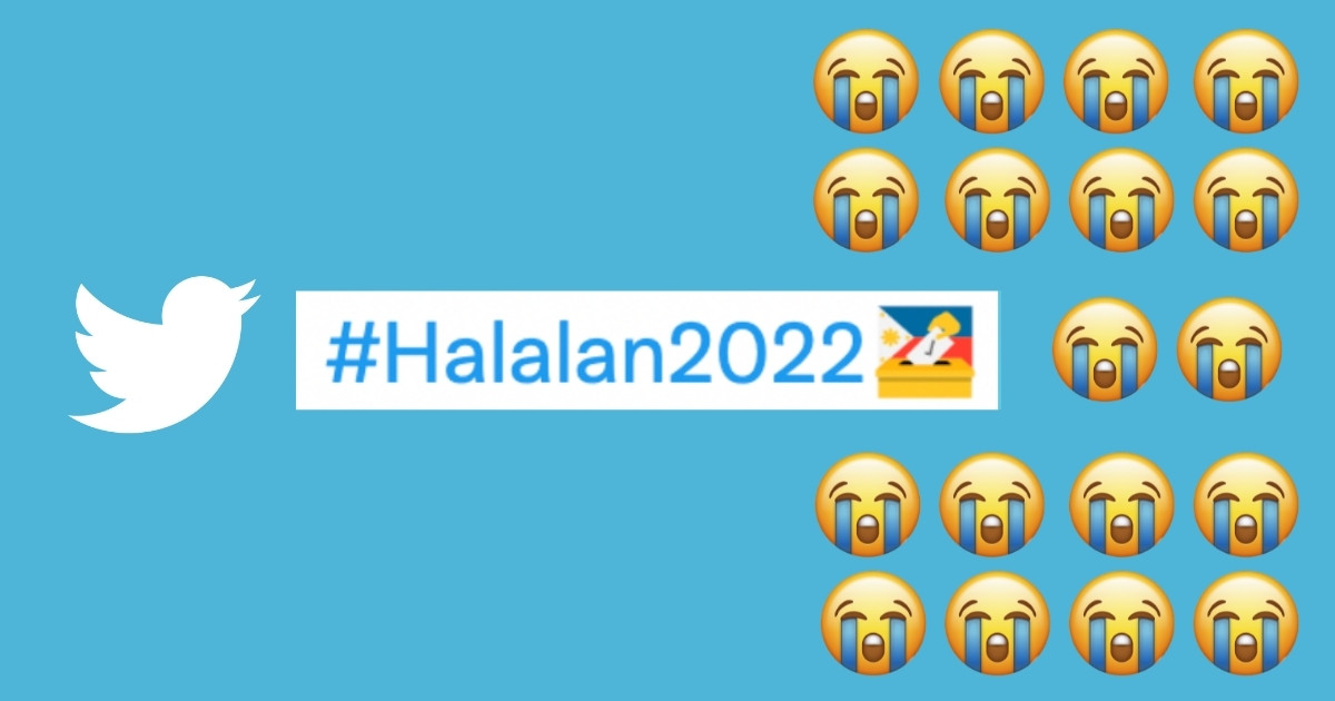 halalan2022 top hashtag, 😭 top emoji on Twitter during PH elections